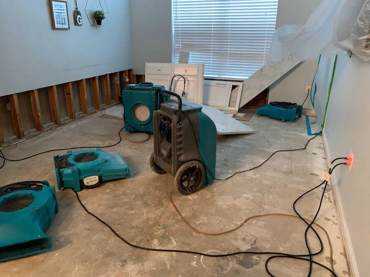 Dehumidifier in flood-cut room for Water Extraction & Removal in Wichita Falls