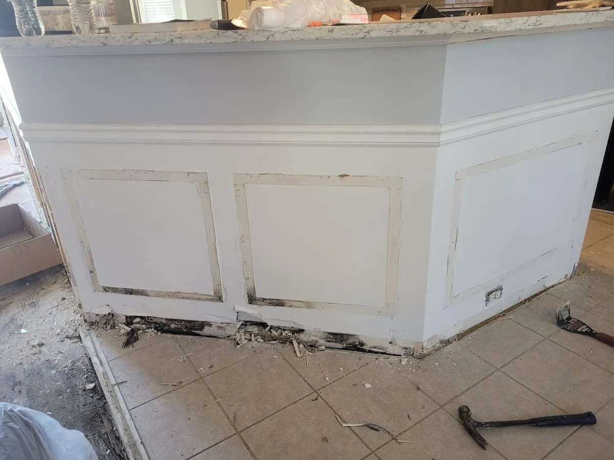 Water damage and mold on kitchen during Storm Damage Restoration in Wichita Falls